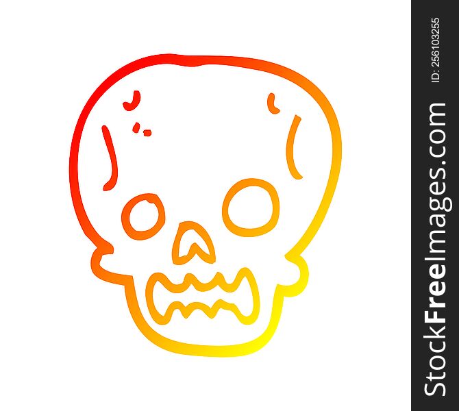 Warm Gradient Line Drawing Cartoon Halloween Skull