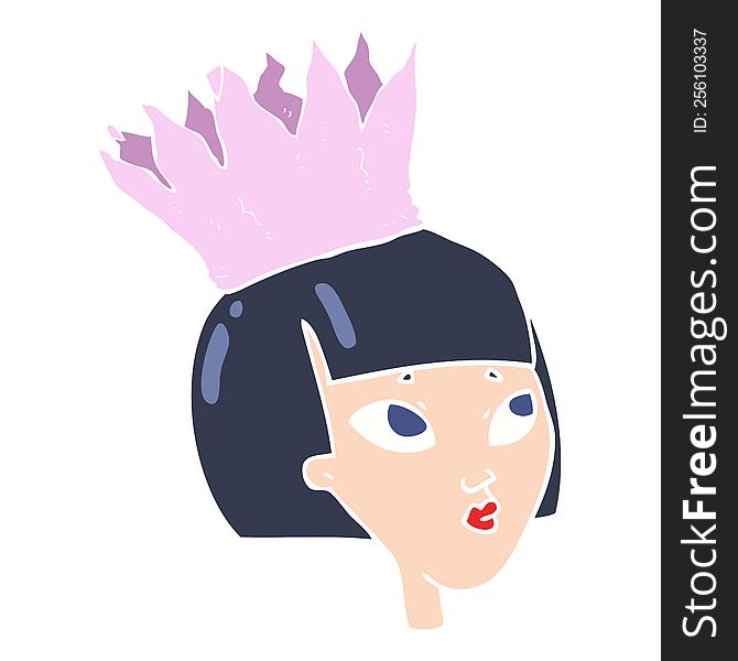 flat color illustration of woman wearing paper crown. flat color illustration of woman wearing paper crown