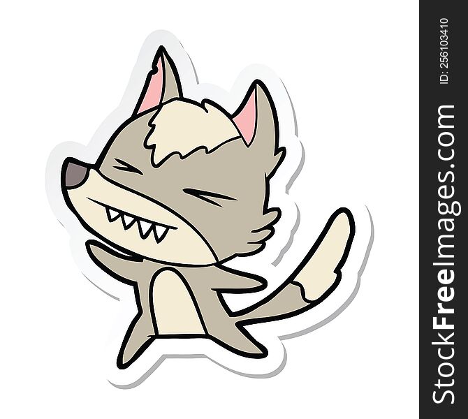 Sticker Of A Angry Wolf Cartoon