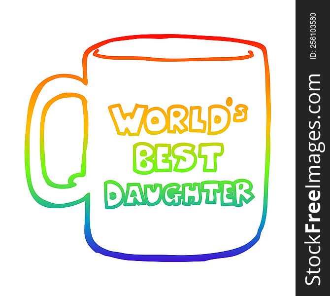 rainbow gradient line drawing worlds best daughter mug