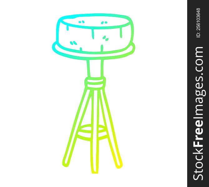 cold gradient line drawing of a cartoon breakfast stool