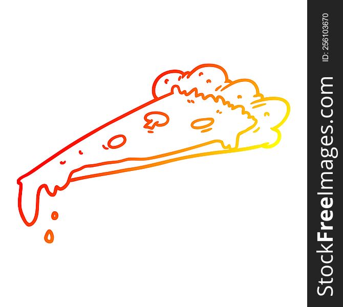 warm gradient line drawing of a cartoon slice of pizza