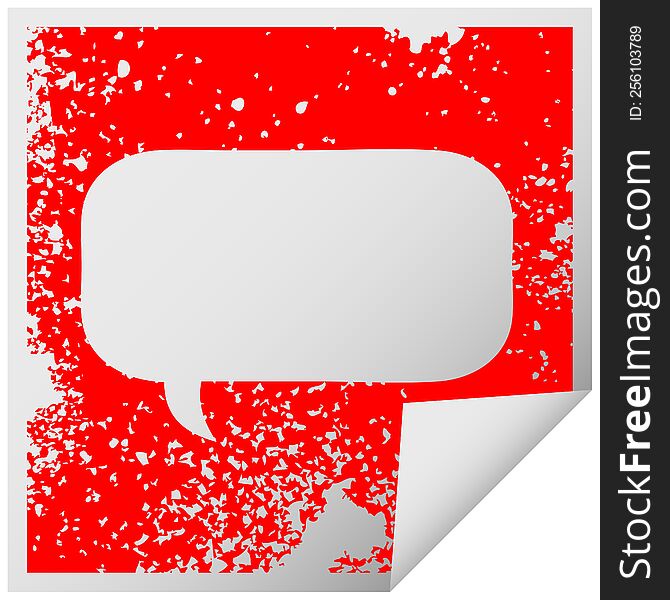 Distressed Square Peeling Sticker Symbol Speech Bubble