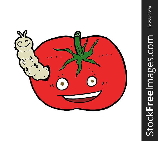 cartoon tomato with bug