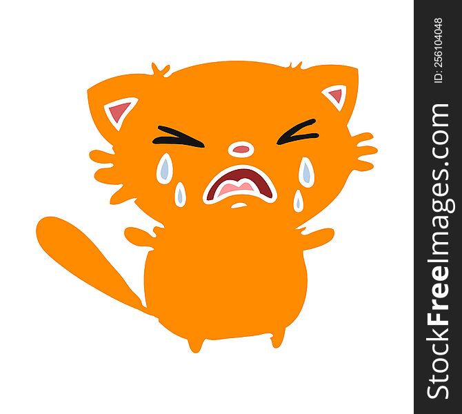 Cartoon Of Cute Kawaii Crying Cat