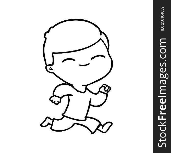 cartoon smiling boy running. cartoon smiling boy running