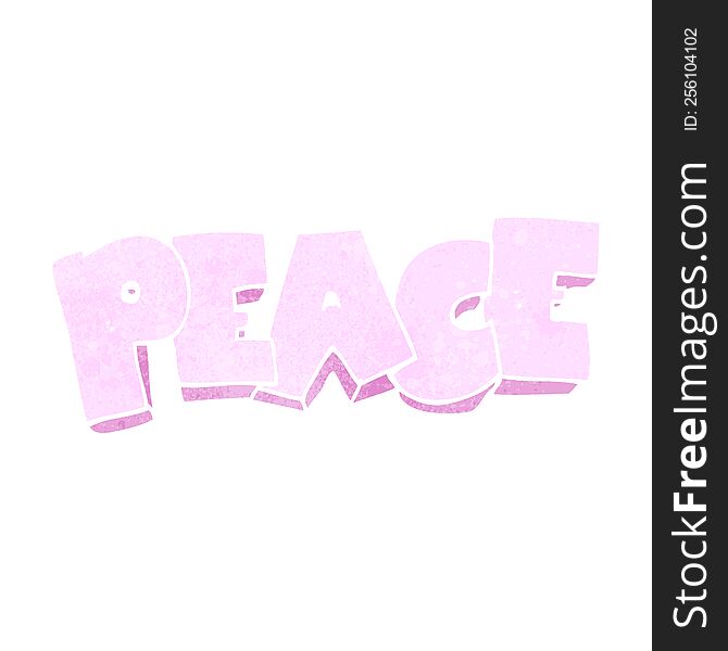 freehand retro cartoon word peace