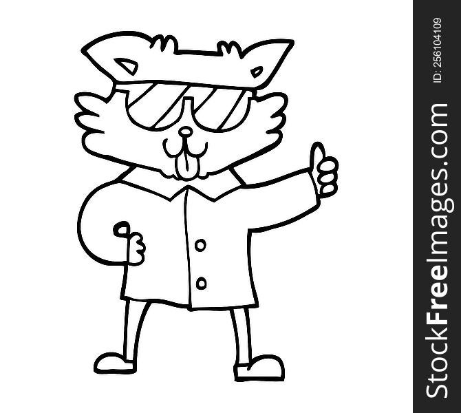 black and white cartoon cool cat