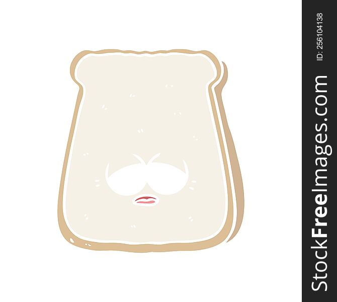 flat color style cartoon tired old slice of bread