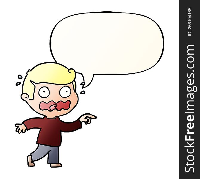 Cartoon Stressed Out Pointing And Speech Bubble In Smooth Gradient Style