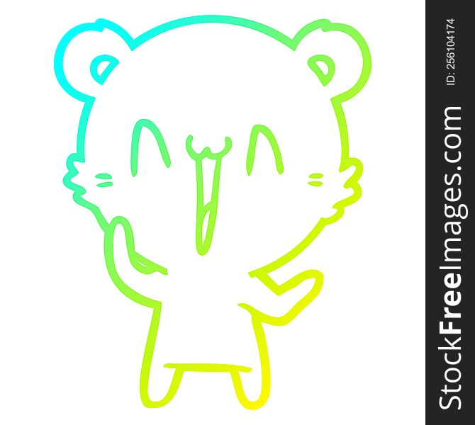 Cold Gradient Line Drawing Laughing Polar Bear Cartoon