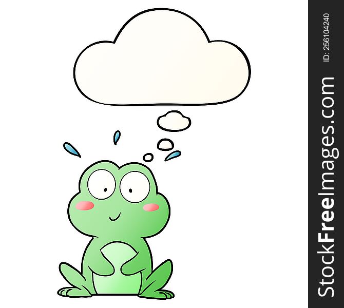 cute cartoon frog with thought bubble in smooth gradient style