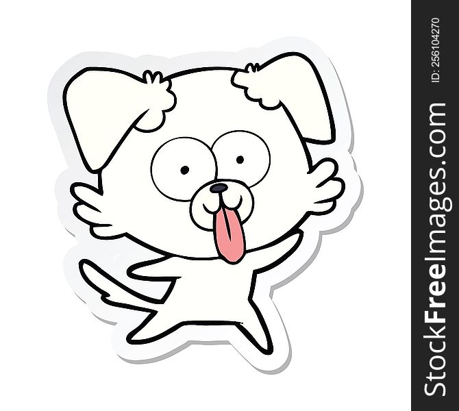 sticker of a cartoon dog with tongue sticking out