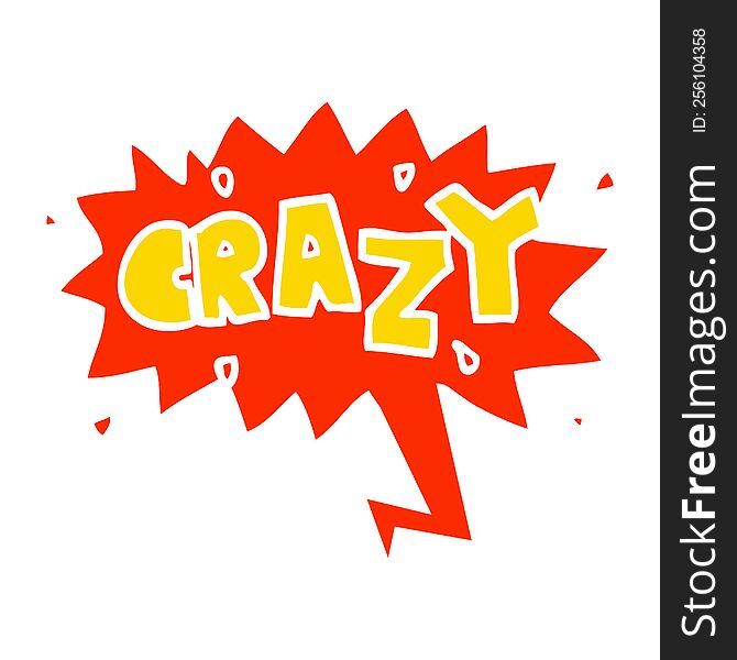cartoon word crazy with speech bubble in retro style