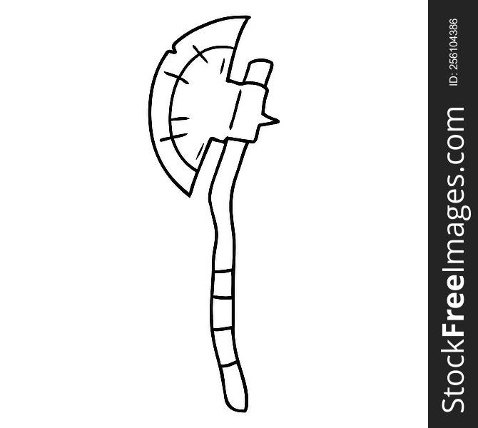 Line Drawing Doodle Of A Medievil Axe