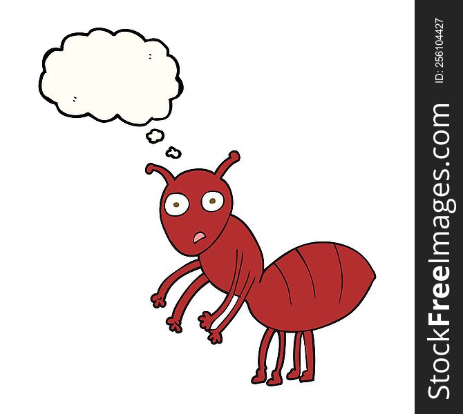 freehand drawn thought bubble cartoon ant