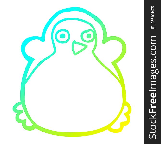 Cold Gradient Line Drawing Cartoon Penguin