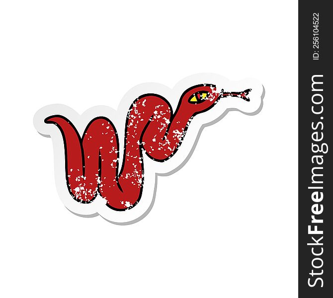 hand drawn distressed sticker cartoon doodle of a garden snake