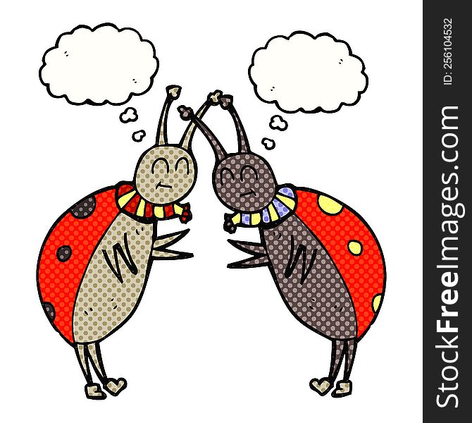 Thought Bubble Cartoon Ladybugs Greeting