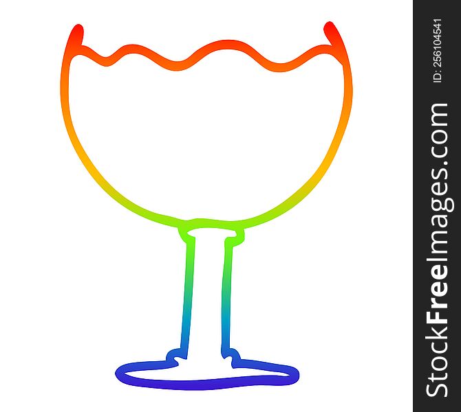 Rainbow Gradient Line Drawing Cartoon Glass Of Drink
