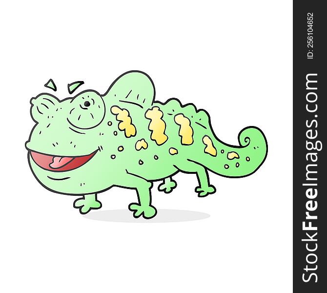 freehand drawn cartoon chameleon