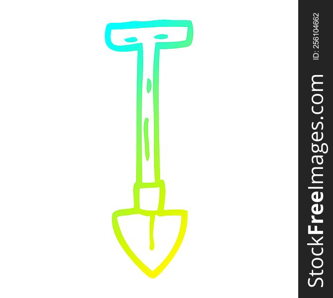 cold gradient line drawing of a cartoon spade