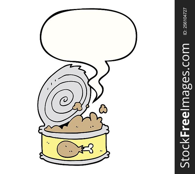 Cartoon Canned Food And Speech Bubble