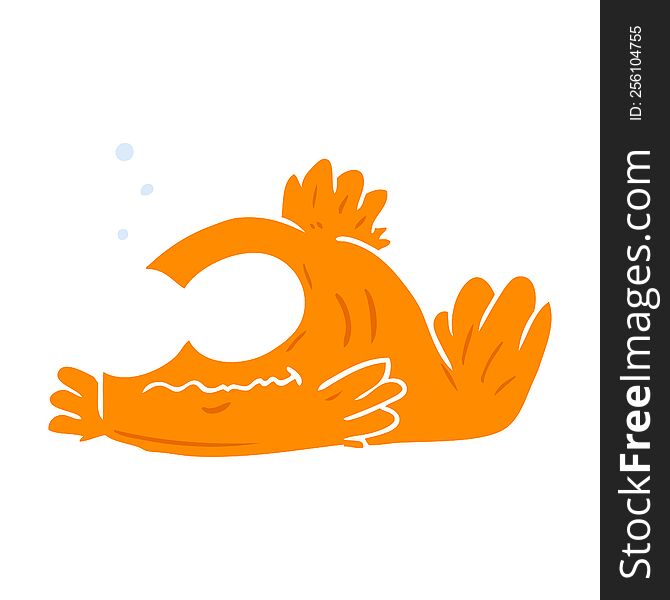 Funny Flat Color Style Cartoon Goldfish