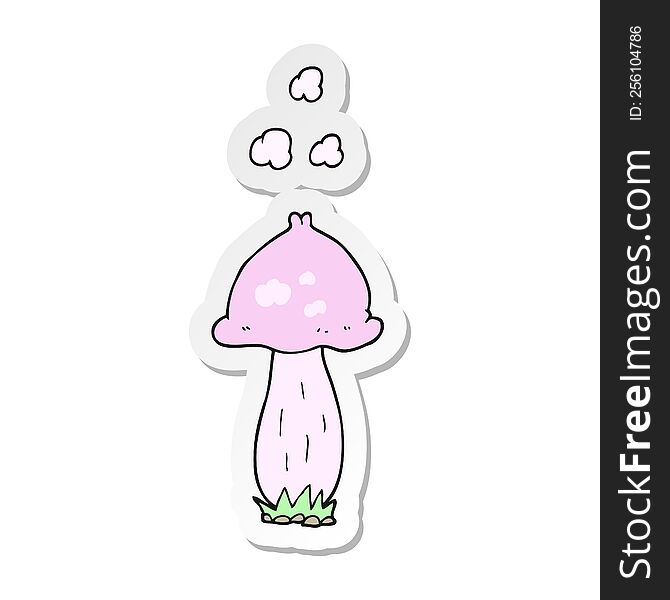 Sticker Of A Cartoon Mushroom