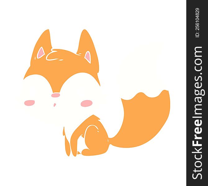 Cute Flat Color Style Cartoon Fox