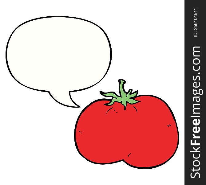 Cartoon Tomato And Speech Bubble