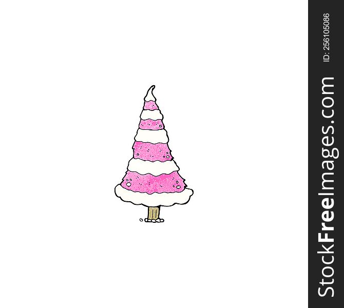 pink christmas tree cartoon