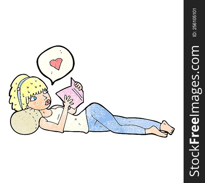 Cartoon Woman Loving Her Book