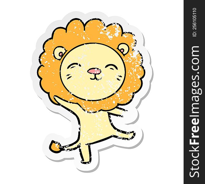 Distressed Sticker Of A Cartoon Lion