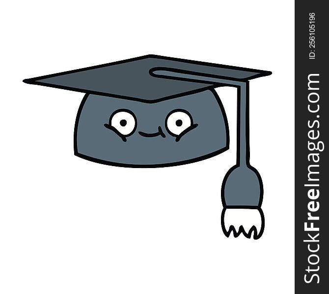 cute cartoon of a graduation hat. cute cartoon of a graduation hat