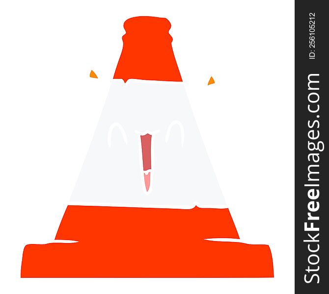 Flat Color Style Cartoon Road Traffic Cone