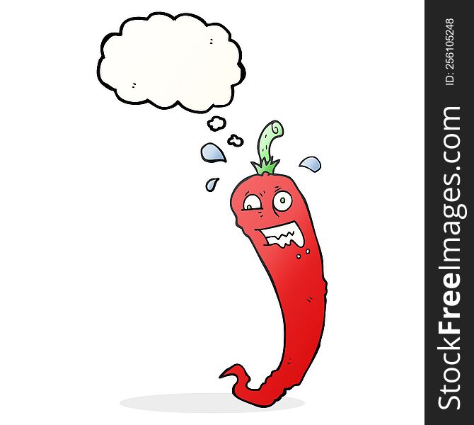 hot chilli pepper freehand drawn thought bubble cartoon. hot chilli pepper freehand drawn thought bubble cartoon