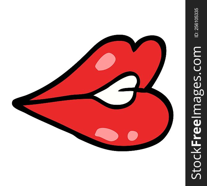 hand drawn doodle style cartoon pouting lips