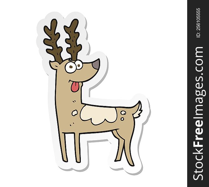 sticker of a cartoon reindeer