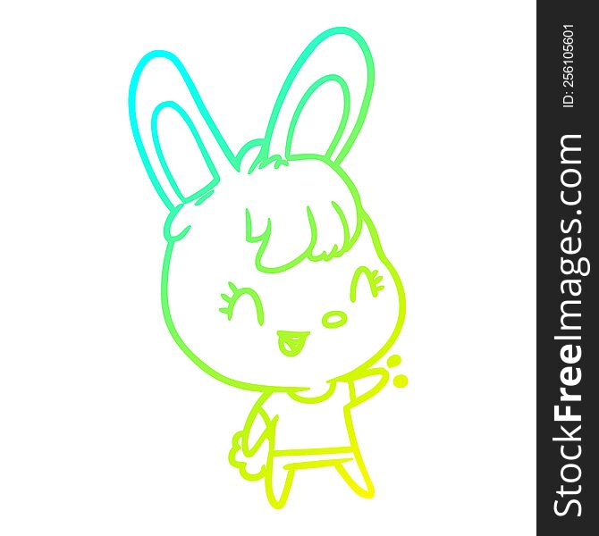 Cold Gradient Line Drawing Cute Rabbit