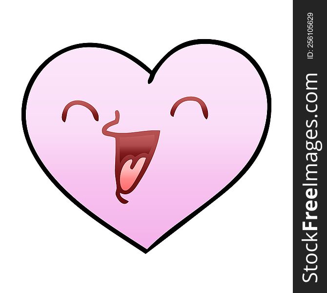 gradient shaded quirky cartoon happy heart. gradient shaded quirky cartoon happy heart