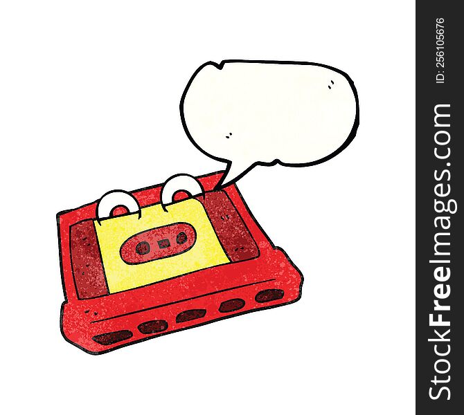 freehand speech bubble textured cartoon cassette tape