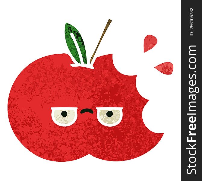 Retro Illustration Style Cartoon Red Apple
