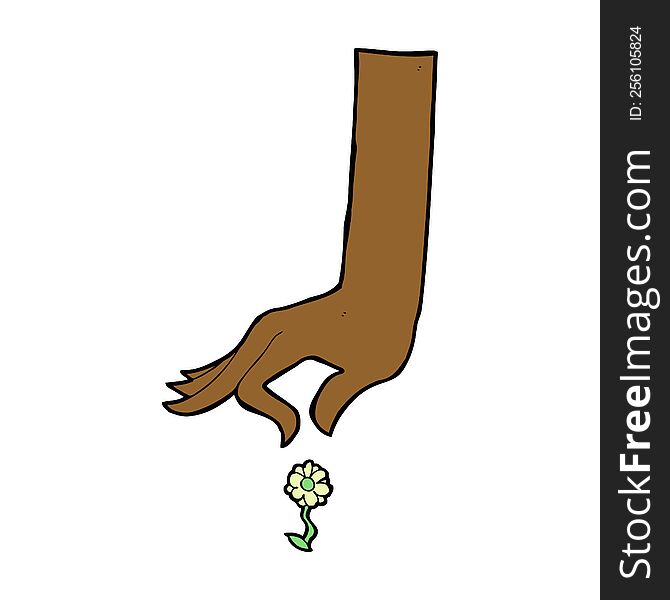 cartoon hand picking flower