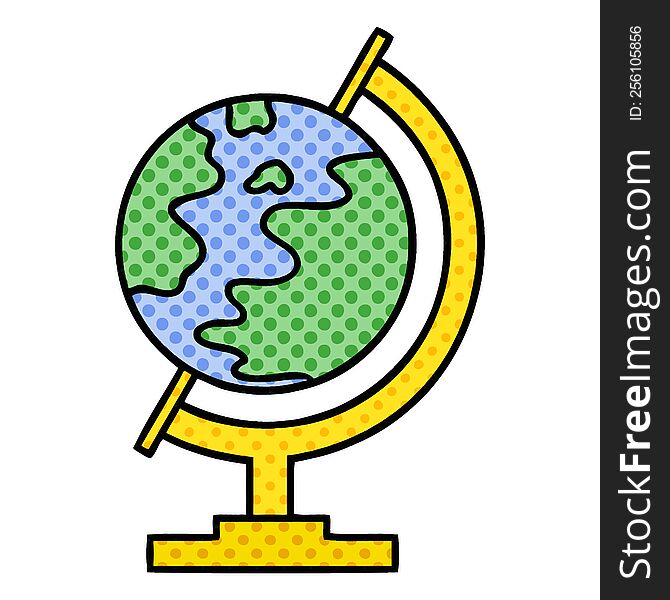 comic book style cartoon world globe