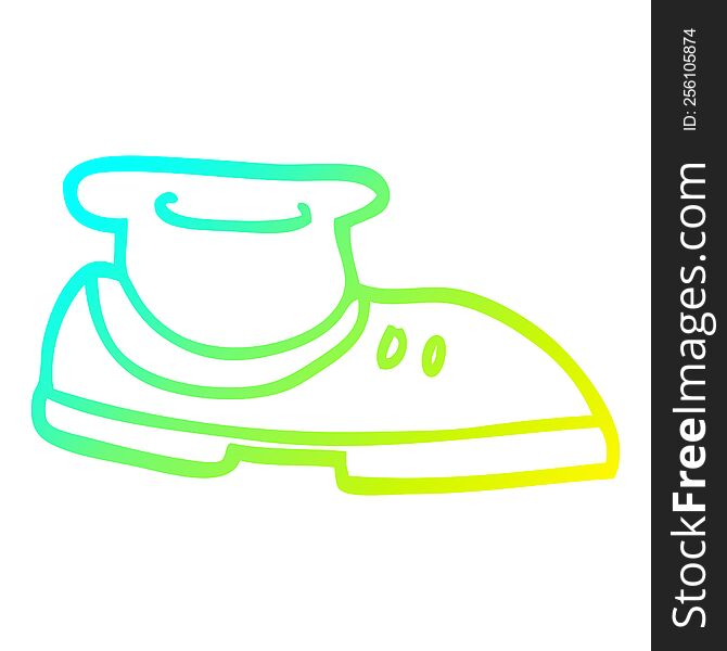 cold gradient line drawing of a cartoon shoe with sock