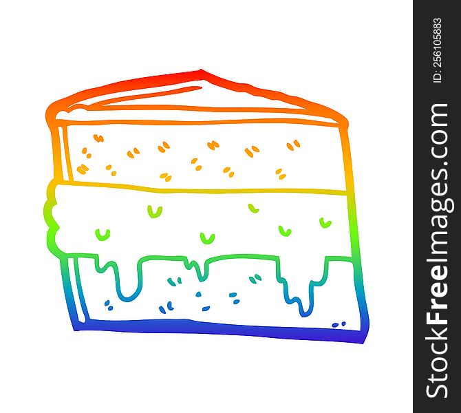 Rainbow Gradient Line Drawing Cartoon Cake