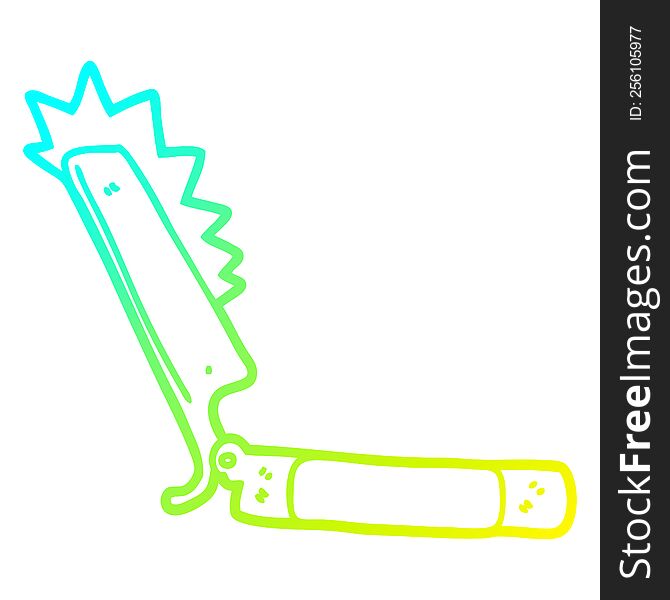 cold gradient line drawing of a cartoon sharp razor
