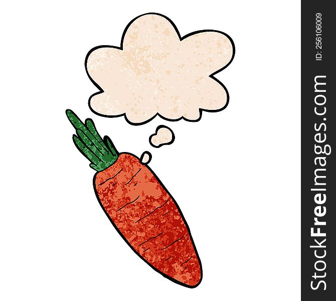 cartoon carrot with thought bubble in grunge texture style. cartoon carrot with thought bubble in grunge texture style