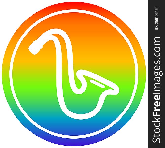 musical instrument saxophone circular icon with rainbow gradient finish. musical instrument saxophone circular icon with rainbow gradient finish